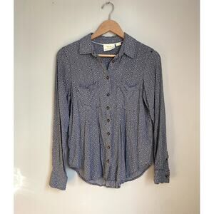 Anthropologie Polka Dot Silky Button-Up Blouse 4 Work Paris Chic Twee Preppy